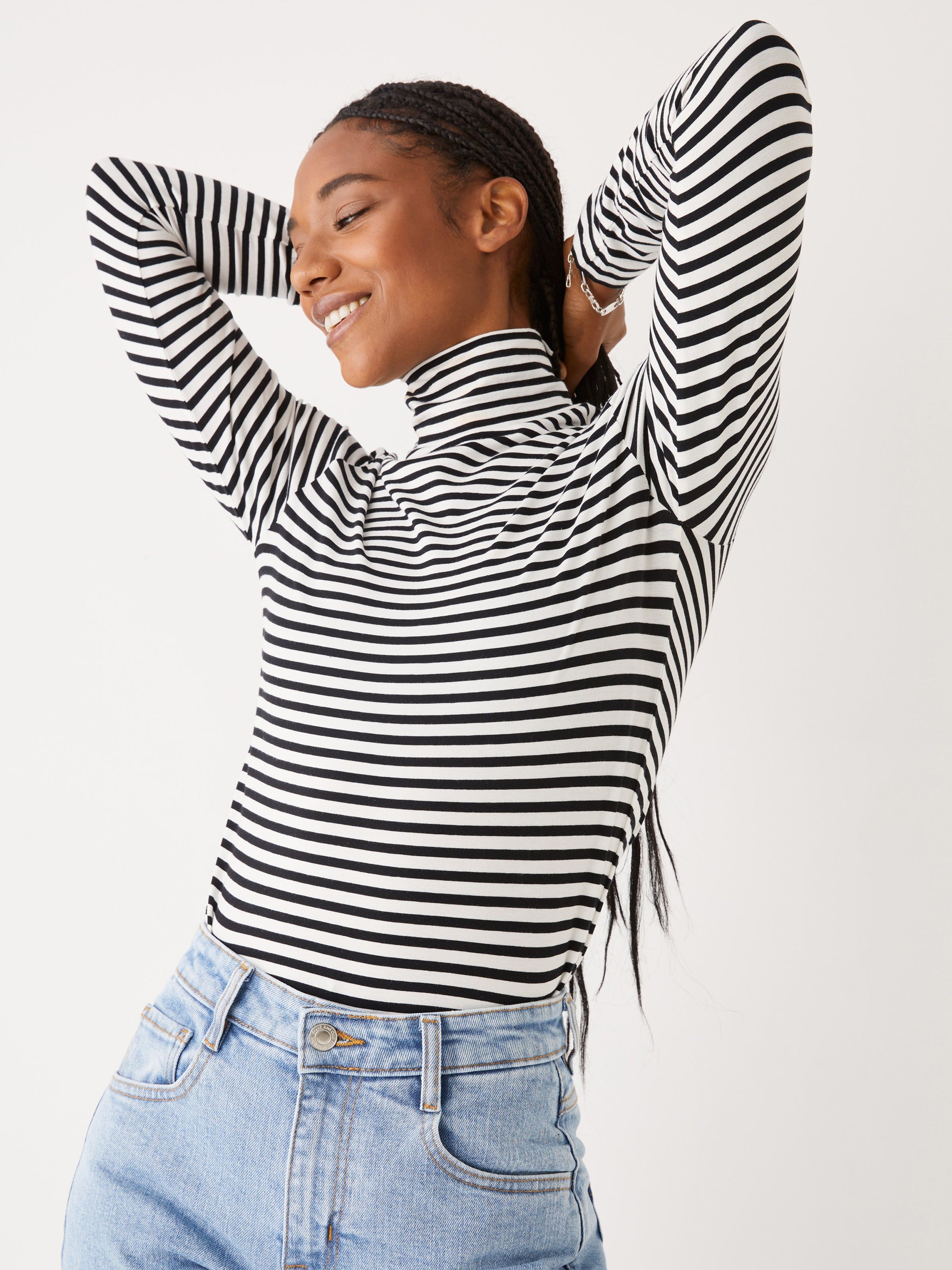 The Long Sleeve Mockneck in White sold by Frank & Oak