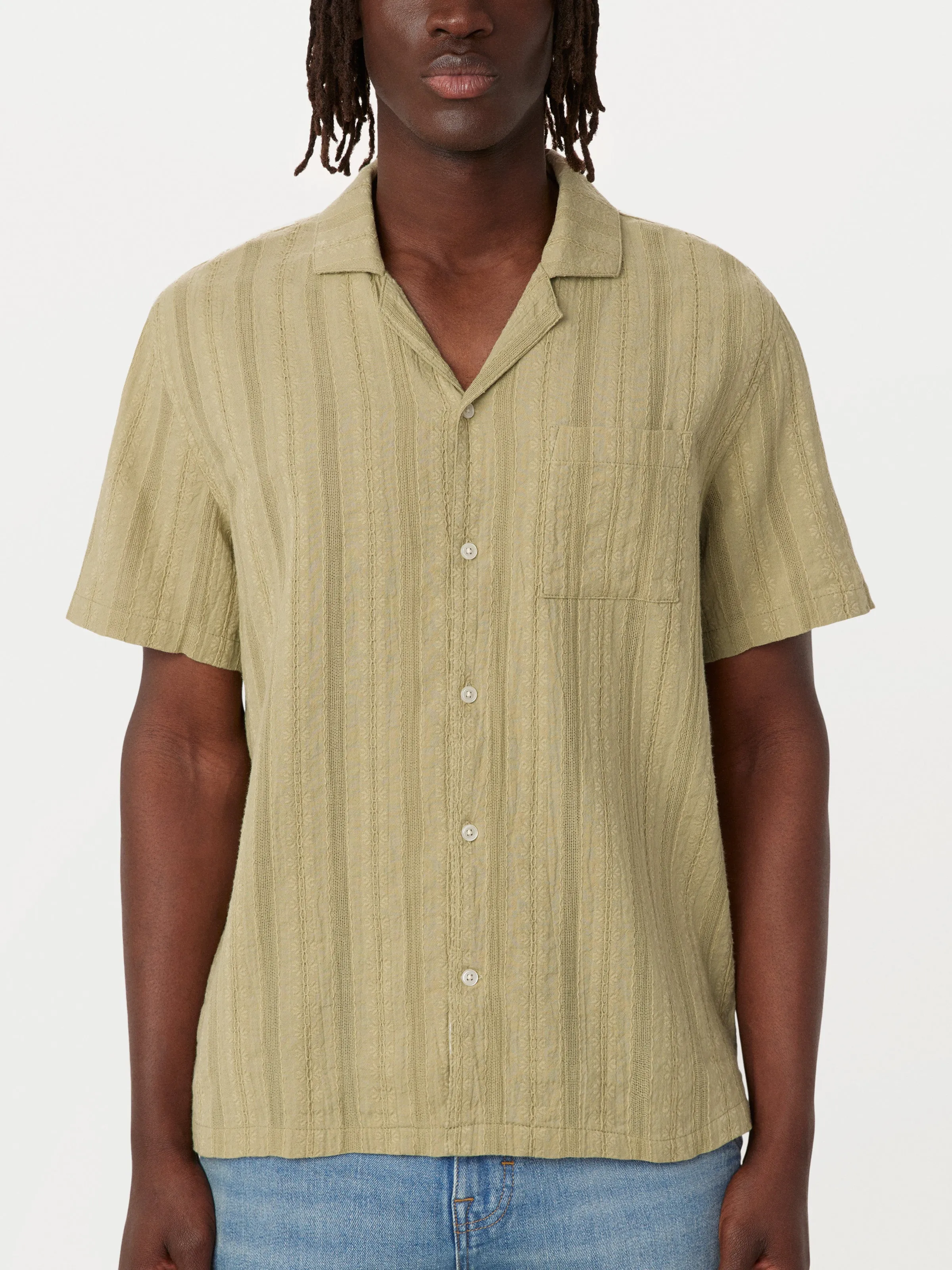 The Textured Camp Collar Shirt in Cardamom sold by Frank & Oak product image thumbnail 3