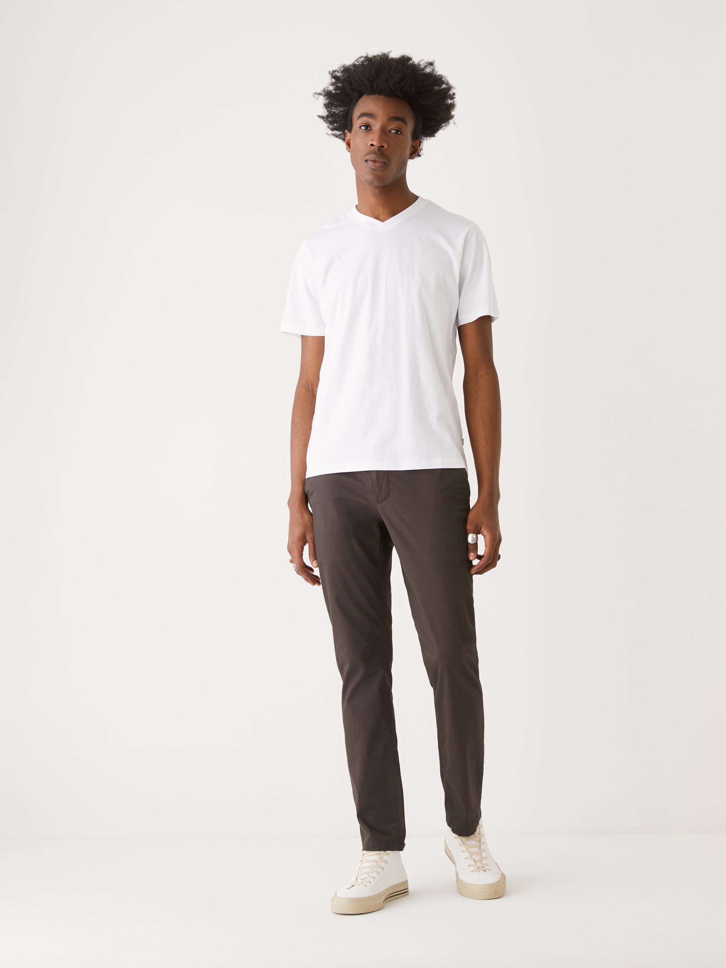 The Slim V-Neck T-Shirt in Bright White sold by Frank & Oak