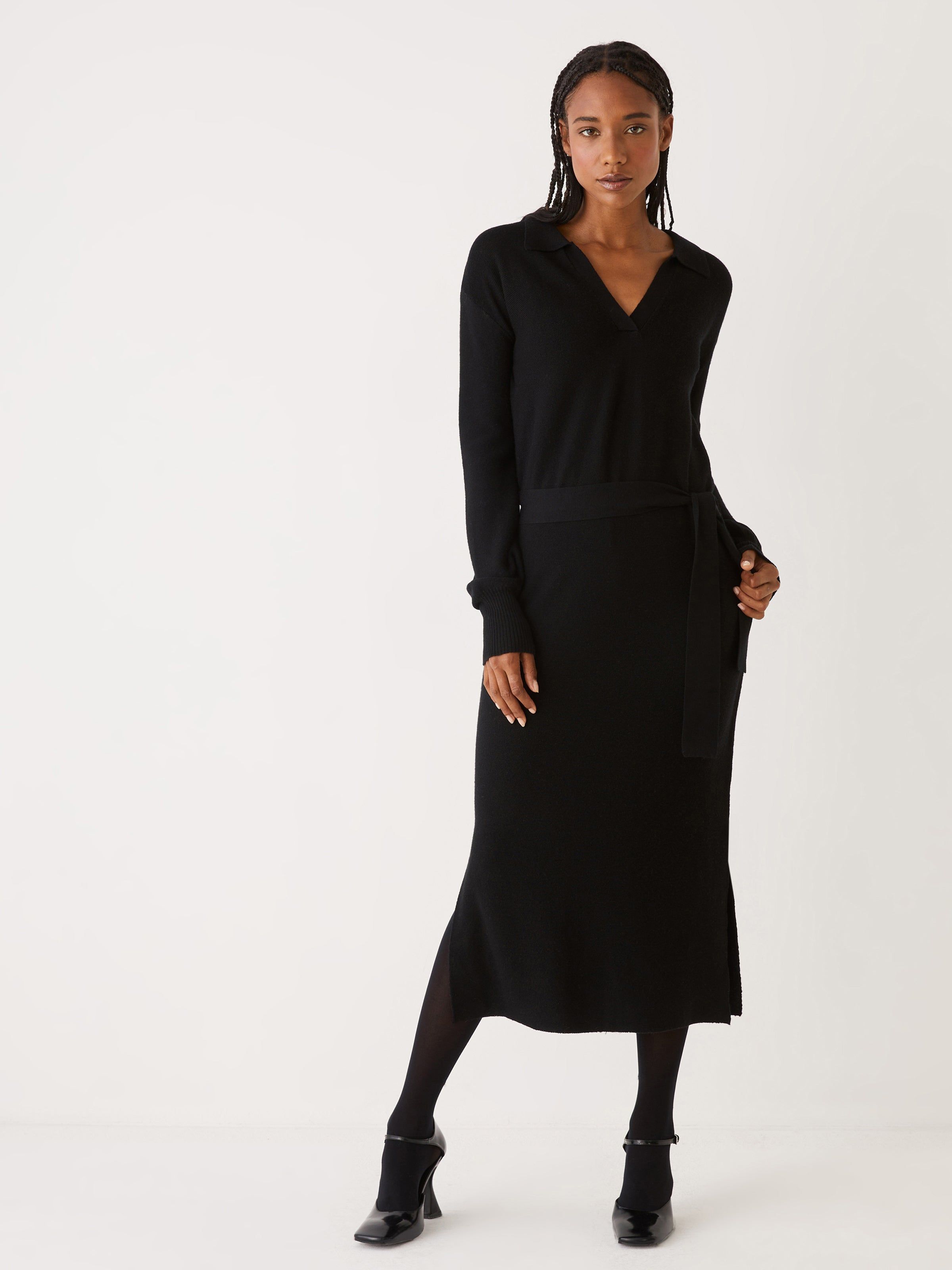 The Merino Wool Sweater Dress in Black sold by Frank & Oak