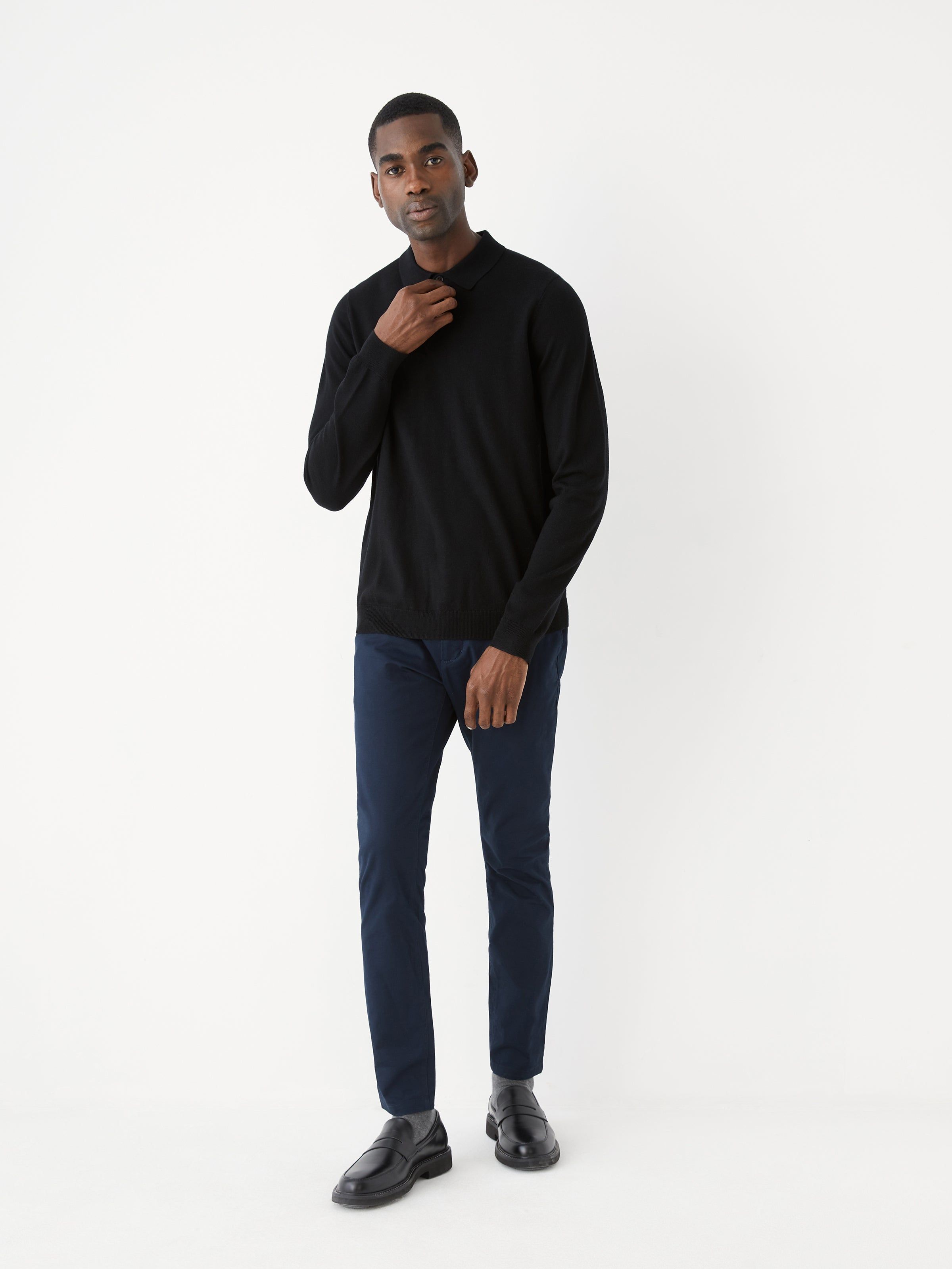 The Merino Wool Polo Sweater in Black sold by Frank & Oak product image thumbnail 5