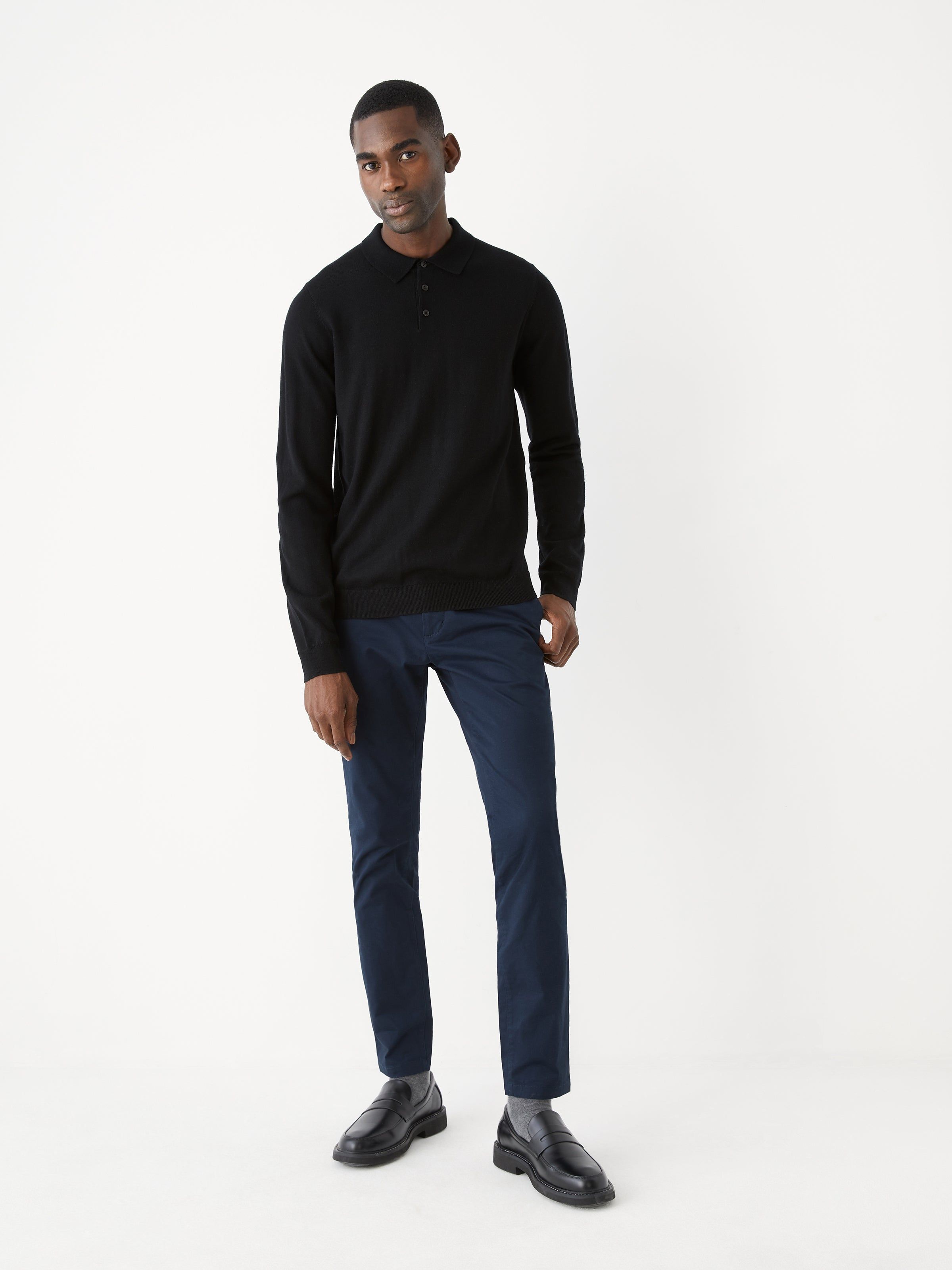 The Merino Wool Polo Sweater in Black sold by Frank & Oak product image thumbnail 3