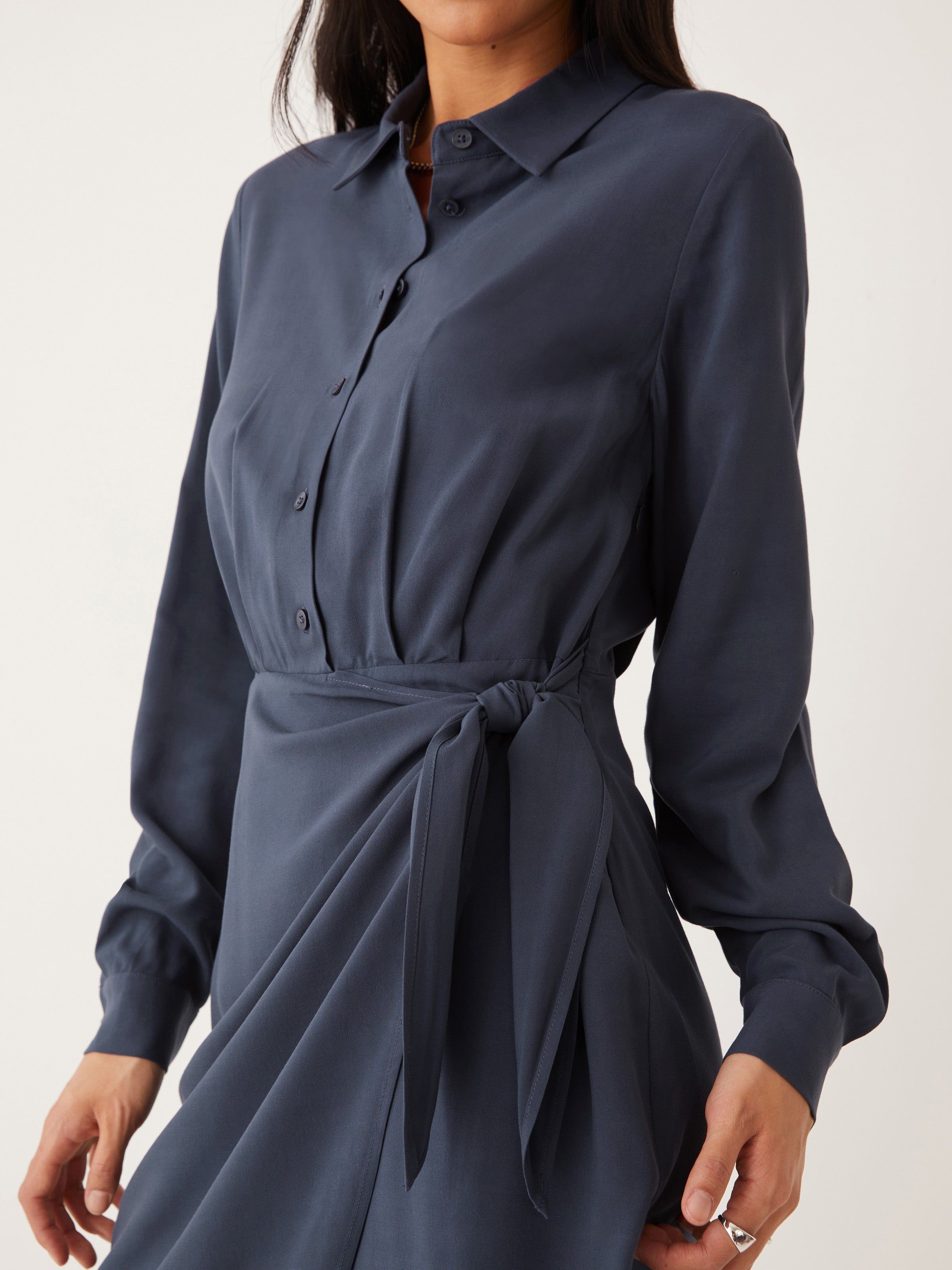 The Collared Wrap Dress in Navy sold by Frank & Oak product image thumbnail 2