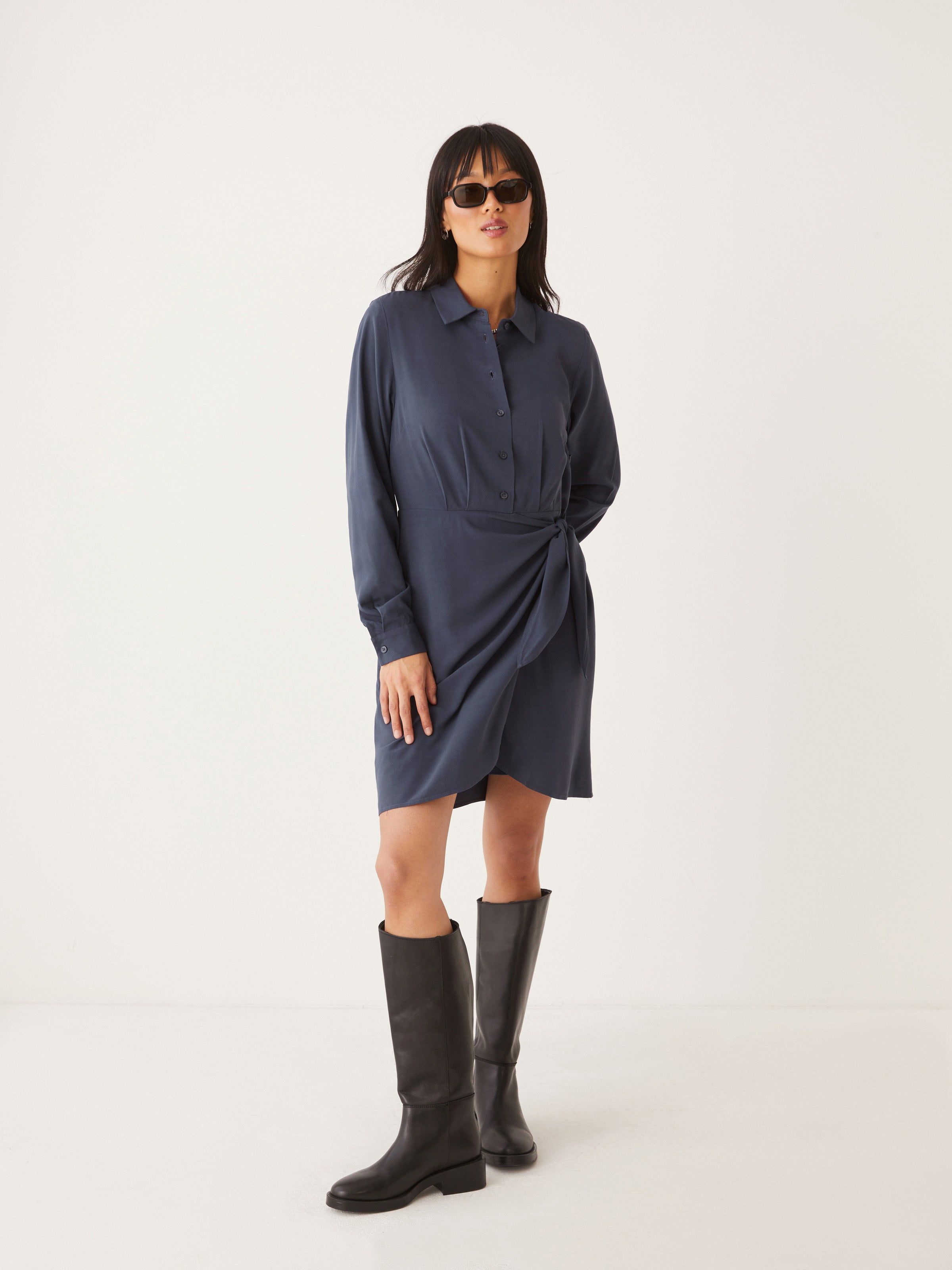 The Collared Wrap Dress in Navy sold by Frank & Oak product image thumbnail 4