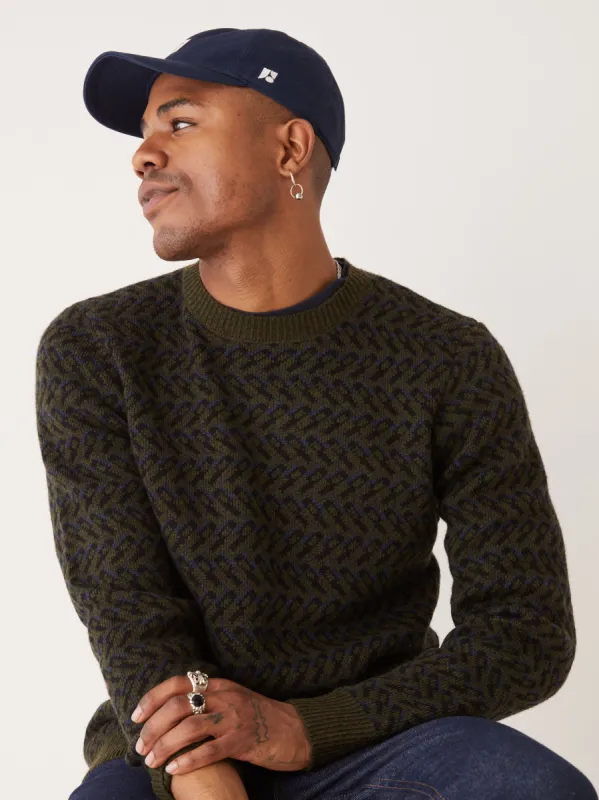 The Jacquard Crewneck Sweater in Dark Green sold by Frank & Oak