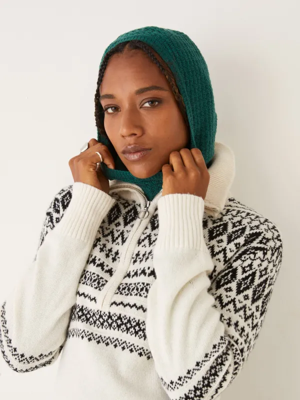 The Merino Balaclava in Deep Green sold by Frank & Oak