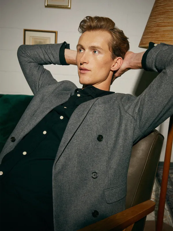 The Double Breasted Blazer in Grey sold by Frank & Oak