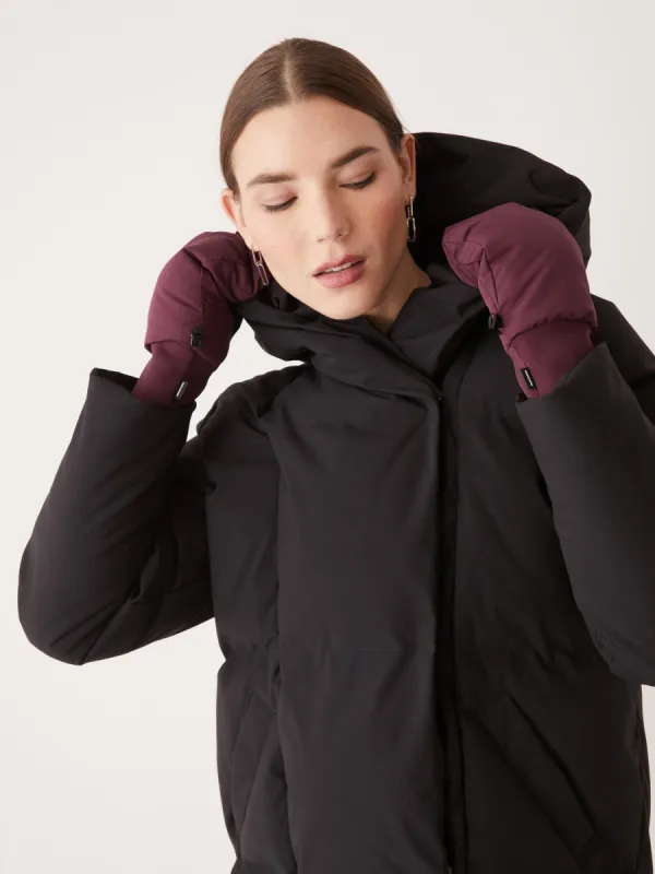 The Puffer Mittens in Dark Red sold by Frank & Oak