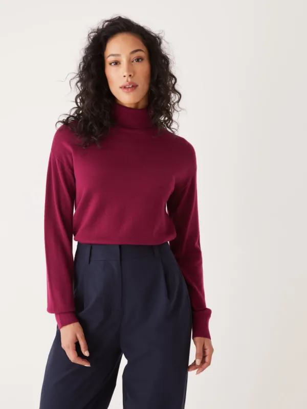 The Merino Mockneck Sweater in Fuchsia sold by Frank & Oak