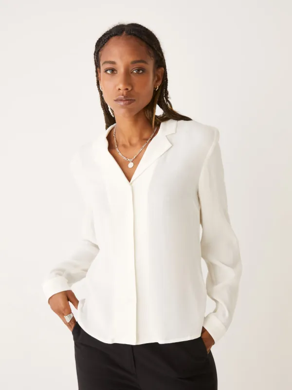 The Long Sleeve Camp Collar Blouse in White sold by Frank & Oak