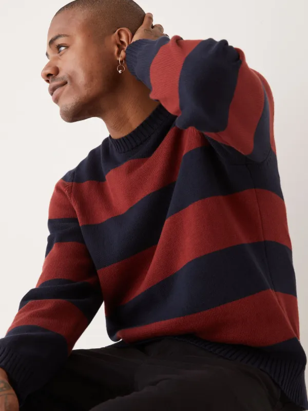 The Striped Crewneck Sweater in Deep Blue sold by Frank & Oak