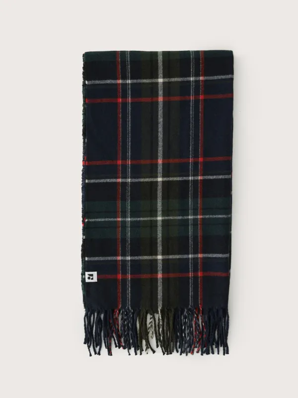 The Wool Blend Long Checkered Scarf in Deep Blue sold by Frank & Oak