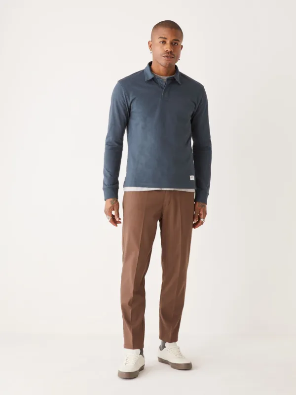 The Long Sleeve Rugby Polo Shirt in Dark Blue sold by Frank & Oak