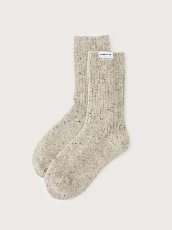 The Chunky Donegal Winter Socks in Beige sold by Frank & Oak