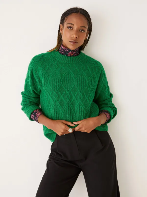 The Cable Knit Sweater in Green sold by Frank & Oak