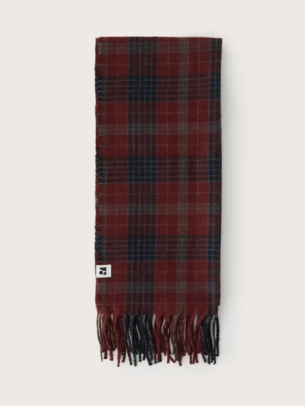 The Plaid Scarf in Burgundy sold by Frank & Oak