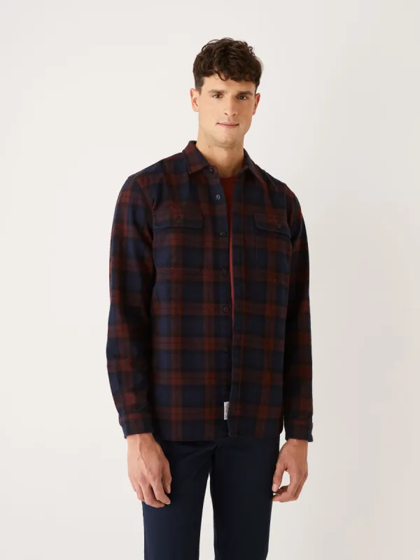 The Kapok Plaid Flannel Shirt in Burgundy sold by Frank & Oak
