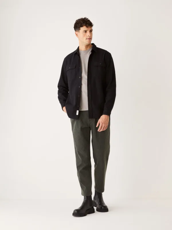 The Kapok Flannel Overshirt in Black sold by Frank & Oak