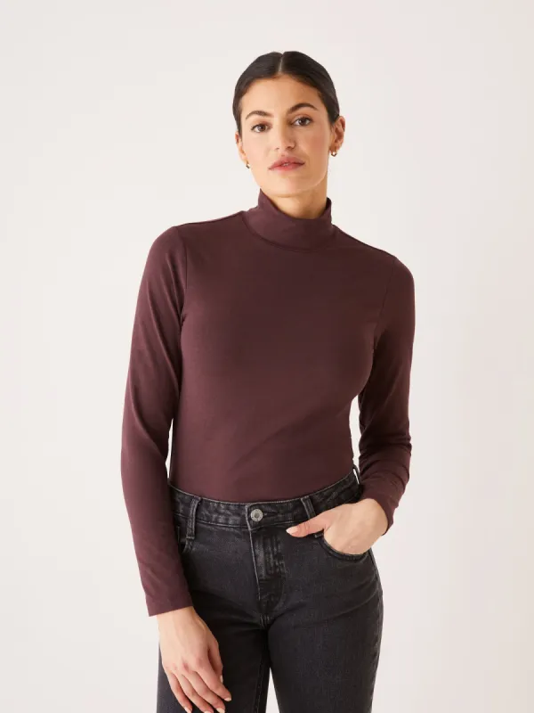 The Long Sleeve Mockneck in Fudge sold by Frank & Oak