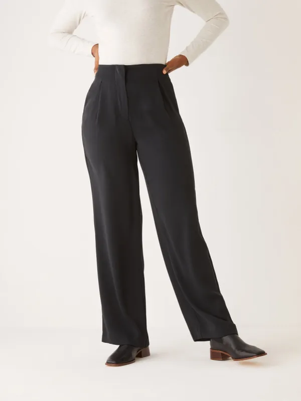 The Sally High Rise Wide Leg Pant in Black sold by Frank & Oak