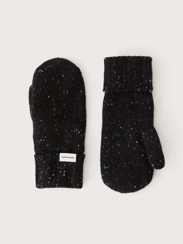 The Lambswool Donegal Mittens in Black sold by Frank & Oak