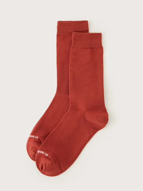 The Calf-Length Socks in Mahogany Red sold by Frank & Oak