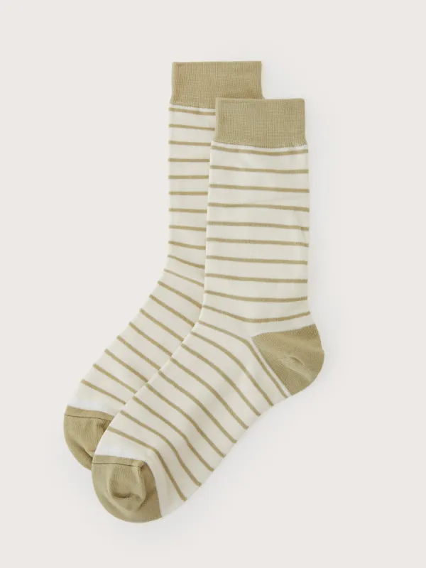 The Striped Calf-Length Socks in Grey Green sold by Frank & Oak
