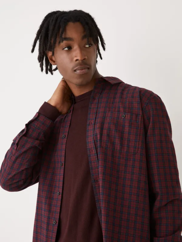 The Plaid Flannel Shirt in Burgundy sold by Frank & Oak