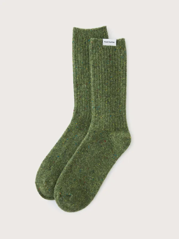 The Chunky Donegal Winter Socks in Green sold by Frank & Oak