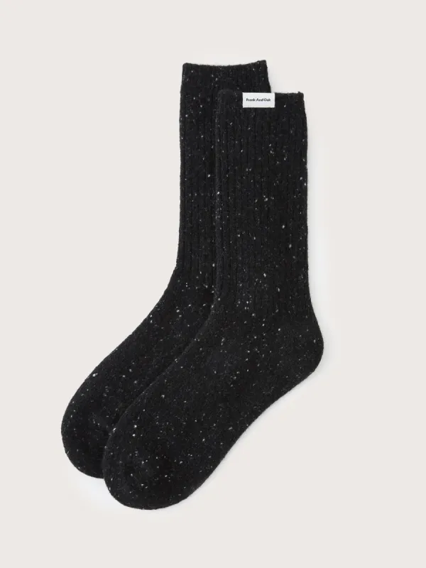 The Donegal Winter Socks in Black sold by Frank & Oak
