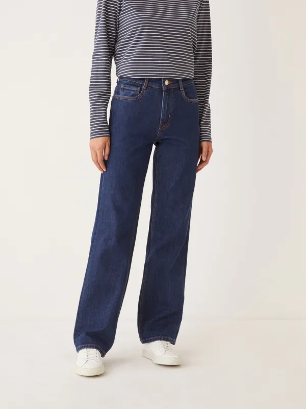 The High Rise Marianne Relaxed Straight Fit Jean in Dark Indigo sold by Frank & Oak