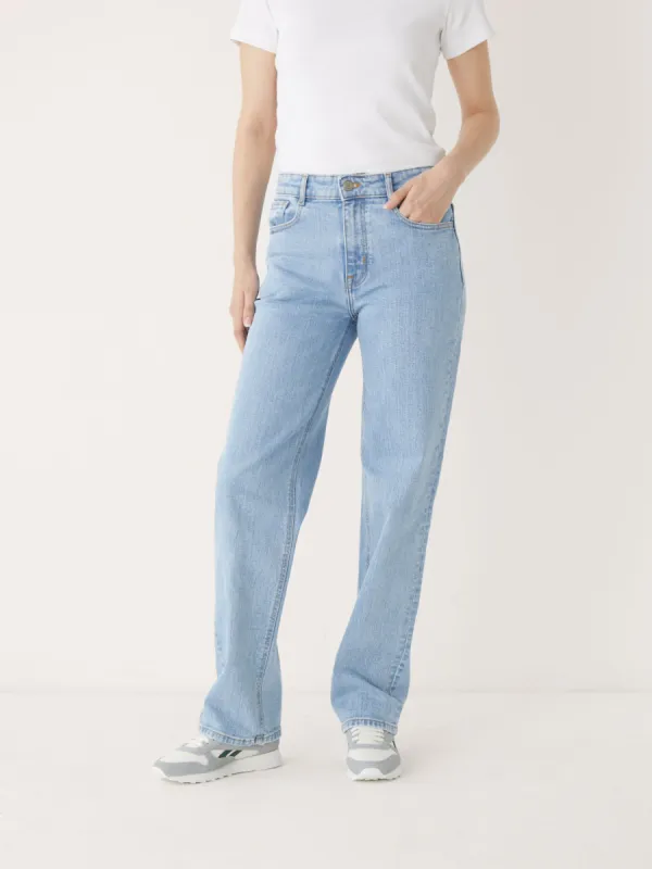 The Marianne High Rise Relaxed Straight Jean in Light Indigo sold by Frank & Oak
