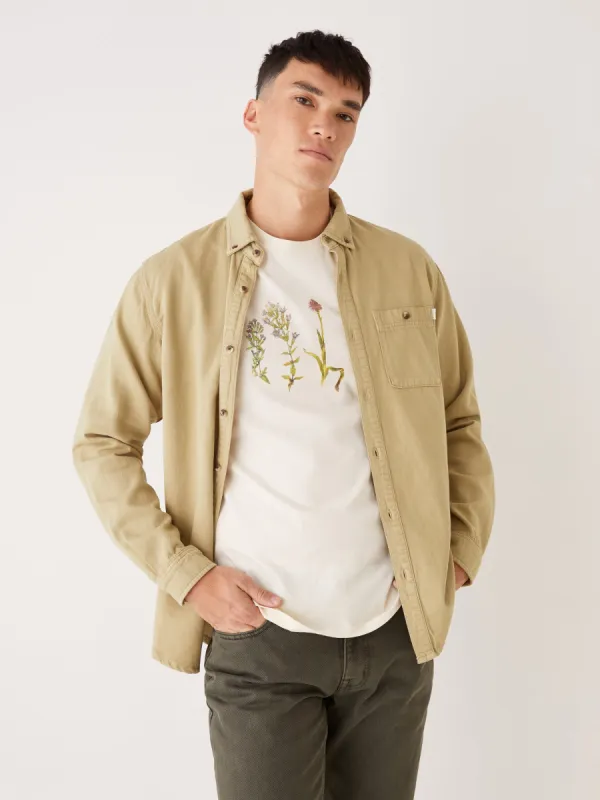 The Clark Denim Shirt in Sponge Green sold by Frank & Oak