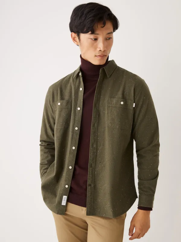 The Nepped Shirt in Dark Olive sold by Frank & Oak