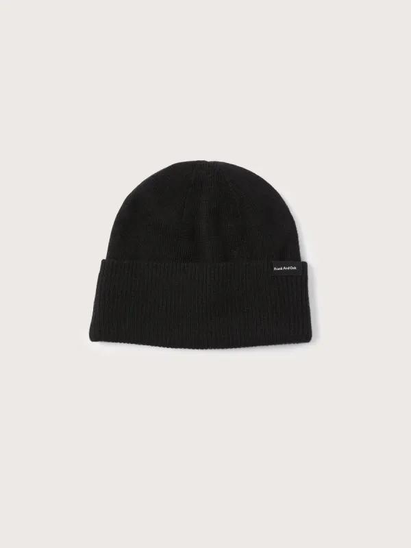 The Merino Wool Beanie in Black sold by Frank & Oak