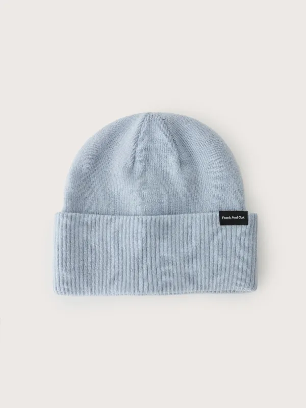 The Merino Wool Beanie in Ash Blue sold by Frank & Oak