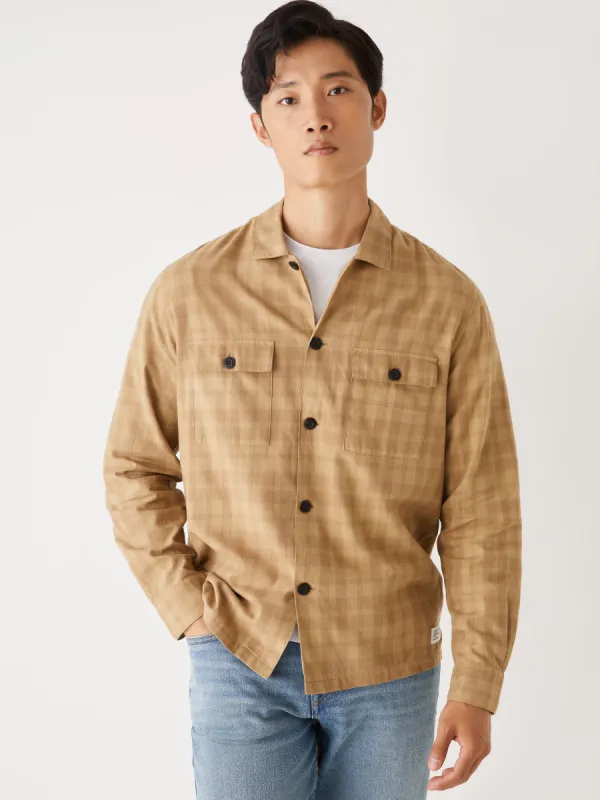 The Camp Collar Plaid Shirt in Kelp Brown sold by Frank & Oak