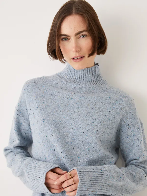 The Donegal Wool Blend Mockneck in Blue sold by Frank & Oak