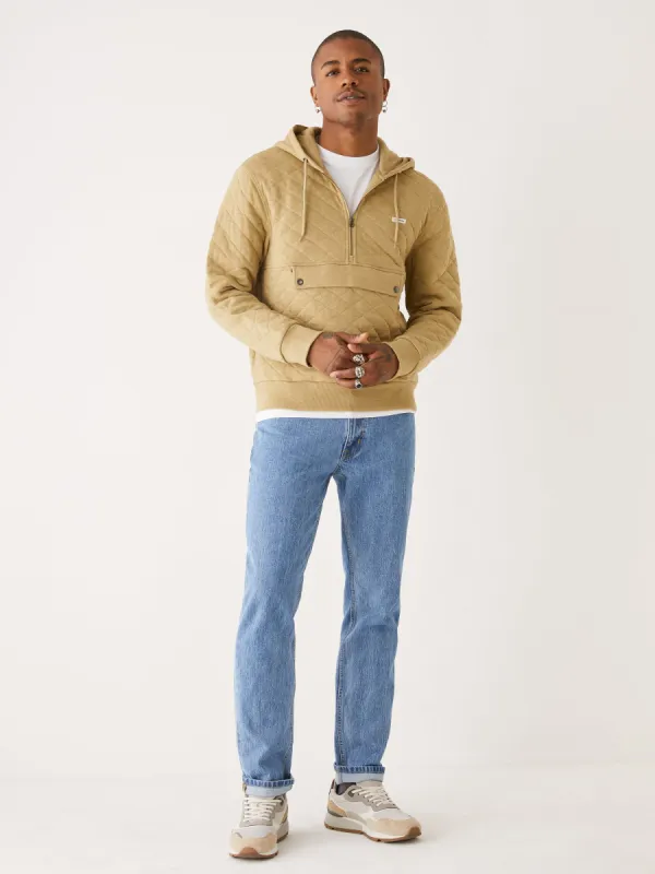 The Quilted Half-Zip Pull-Over in Grey Green sold by Frank & Oak