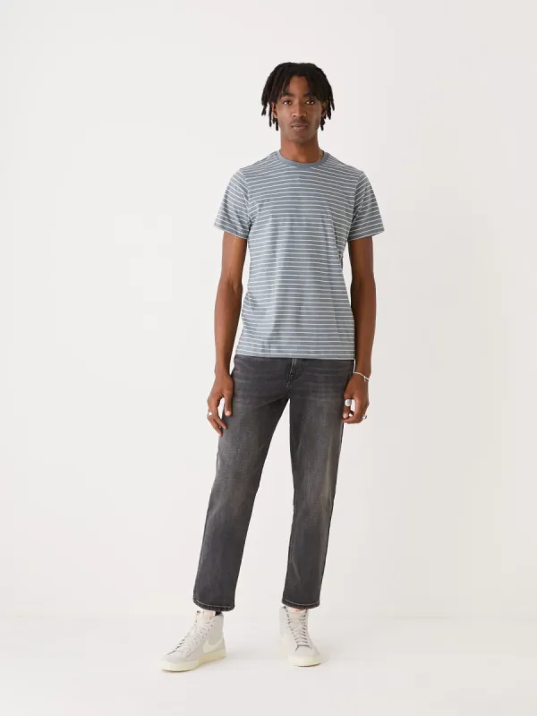 The Slim Fit Striped T-Shirt in Stormy Blue sold by Frank & Oak