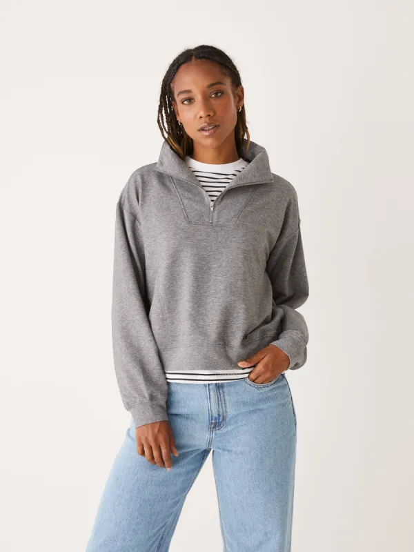 The Half-Zip Hybrid Mockneck in Grey sold by Frank & Oak