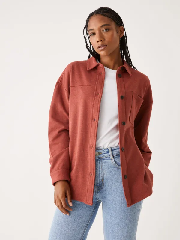 The French Terry Overshirt in Deep Red sold by Frank & Oak