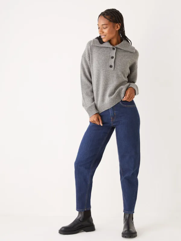 The Wool Button-Up Sweater in Mid Grey sold by Frank & Oak