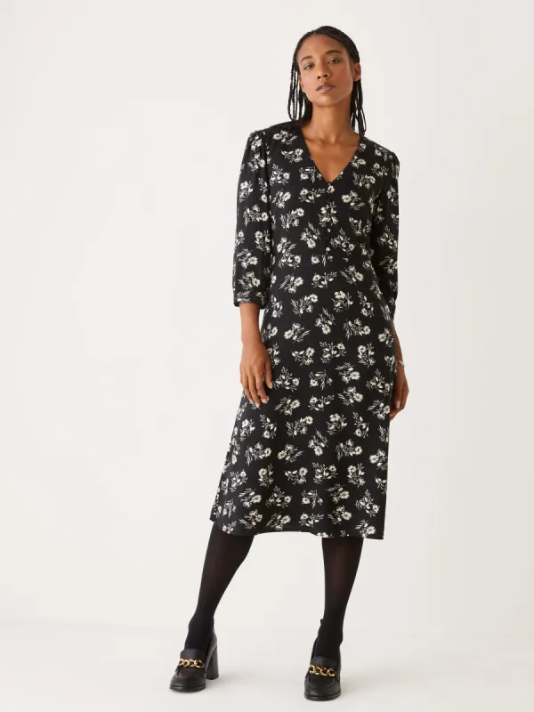 The Printed Puff Sleeve Dress in Black sold by Frank & Oak