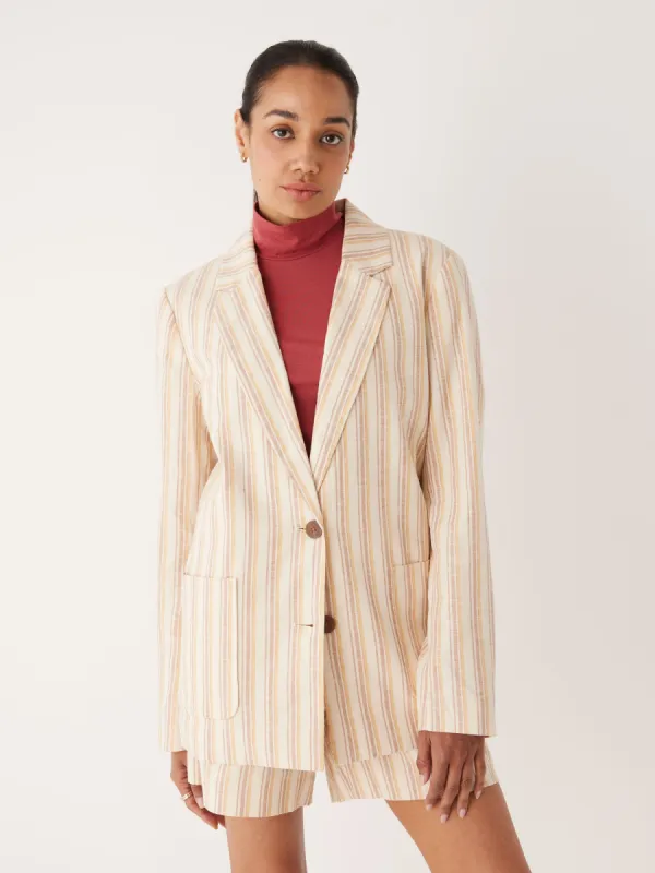 The Cottonized Hemp Striped Blazer in Honey sold by Frank & Oak