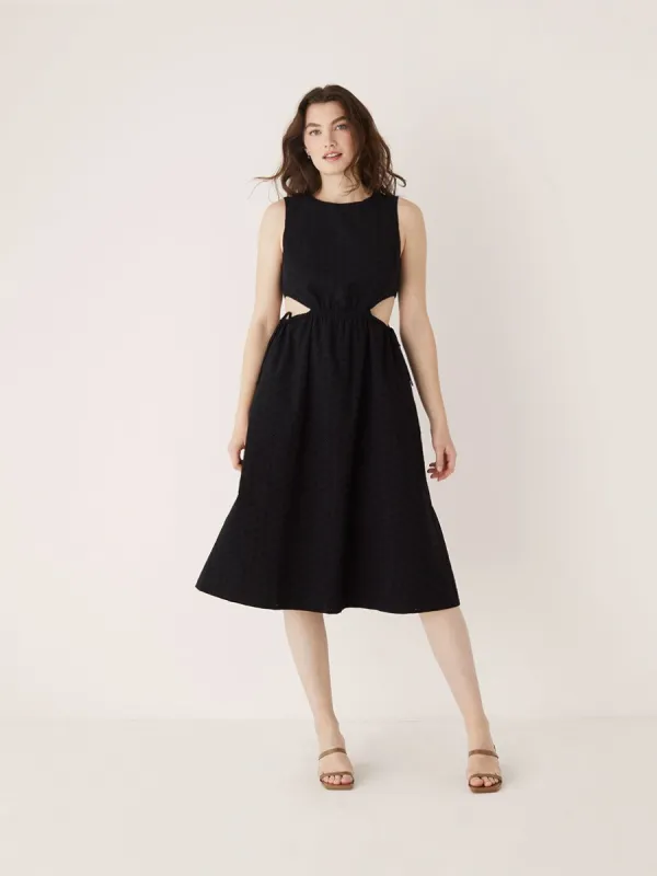The Eyelet Long Dress in Black sold by Frank & Oak