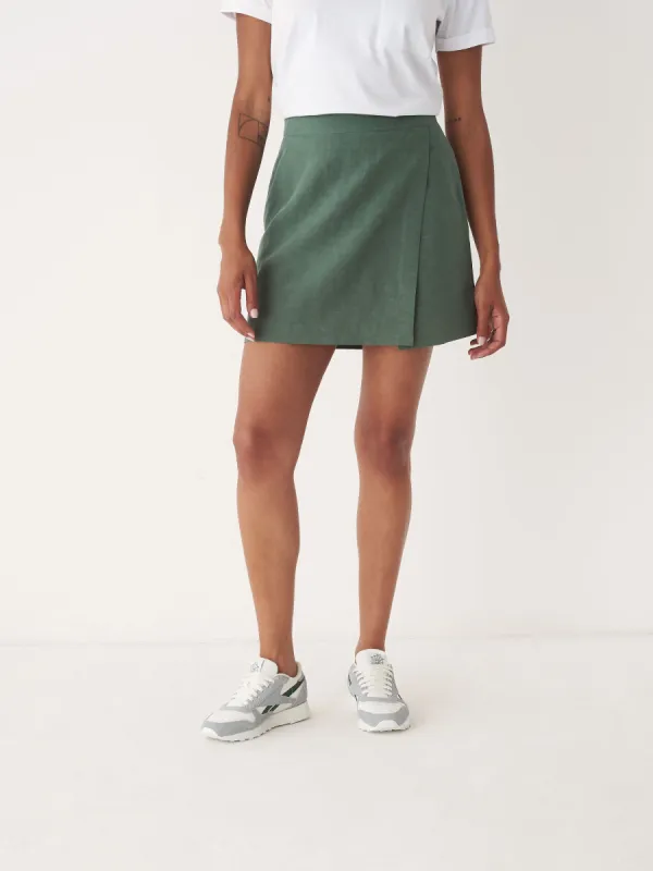 The Wrap Mini Skirt in Laurel Green sold by Frank & Oak