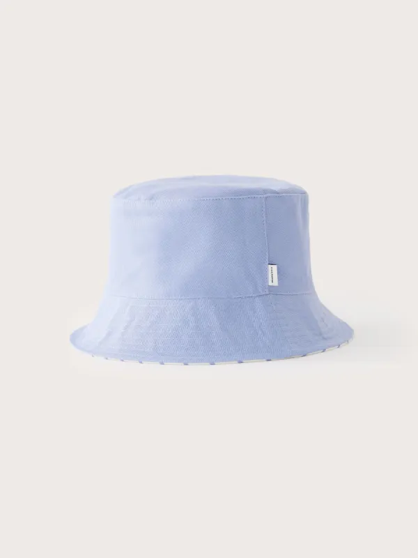 The Printed Bucket Hat in Wisteria Blue sold by Frank & Oak