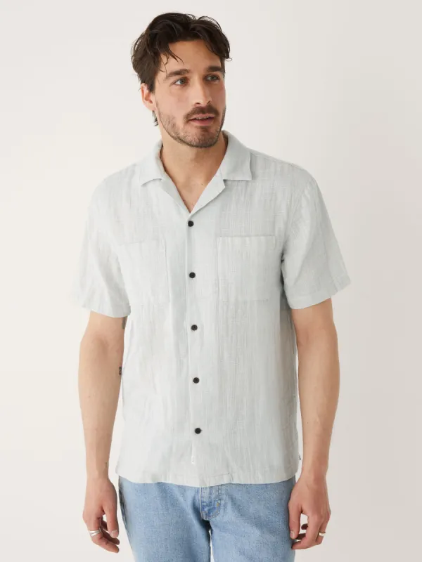 The Double Cloth Camp Collar in Glacier Grey sold by Frank & Oak
