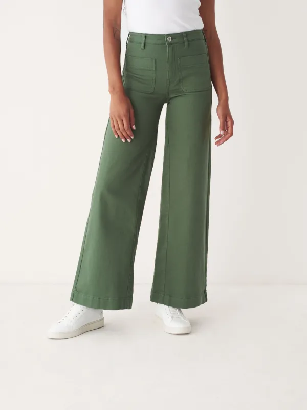 The Nina High Rise Pant in Green sold by Frank & Oak